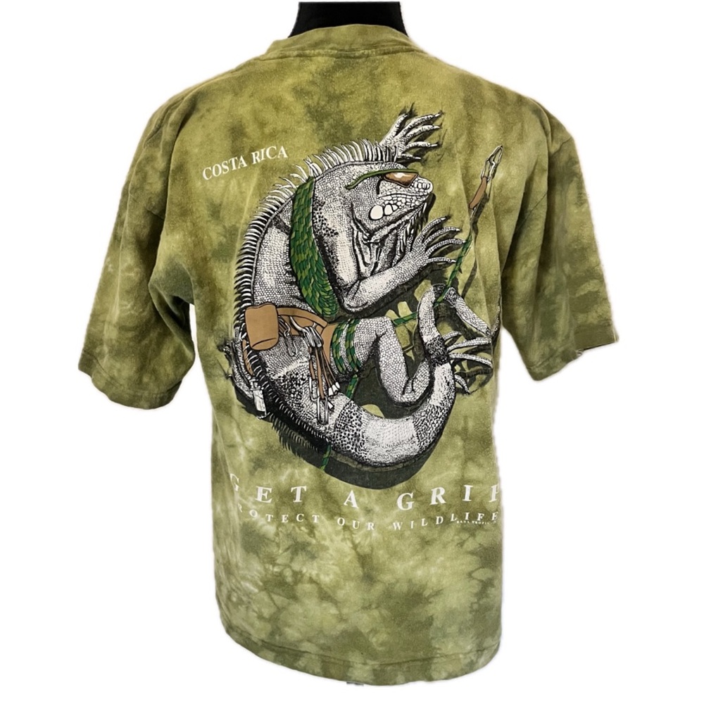 RANA TROPIC Costa Rica “Get A Grip” Protect Our Wildlife Shirt Size L Iguana